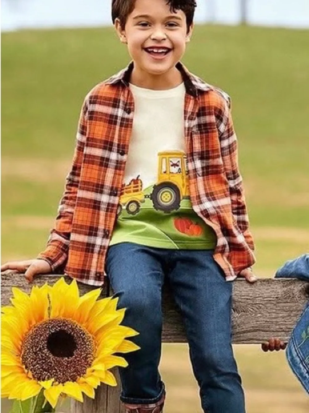 Gymboree Boys ‘Harvest’ Plaid Flannel Button Down Shirt With Fox Socks Size 6